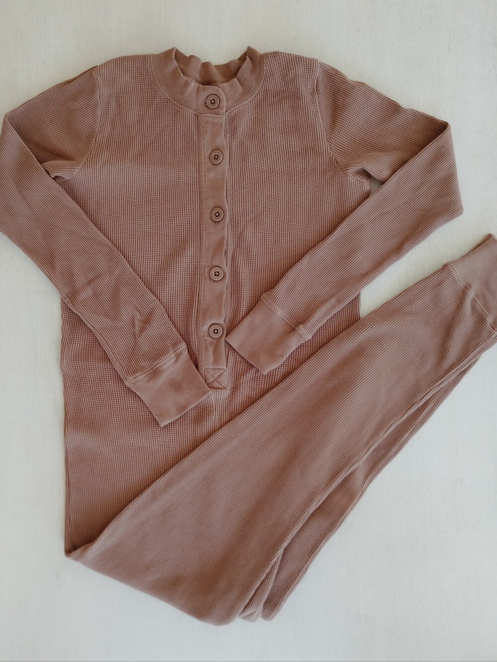 Fin & Vince Organic Cotton Waffle Knit Thermal Adult Onsie Jumpsuit Romper